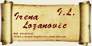 Irena Lozanović vizit kartica